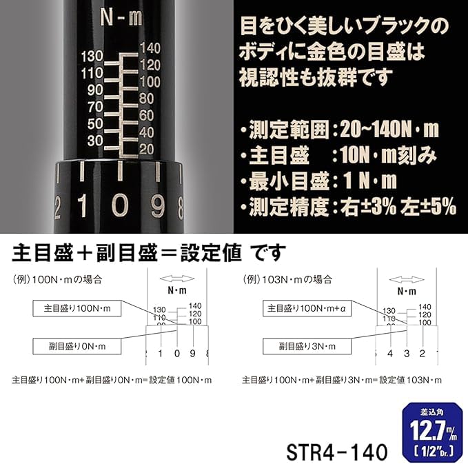 プレセット型トルクレンチ 差込角12.7mm 20~140N・m