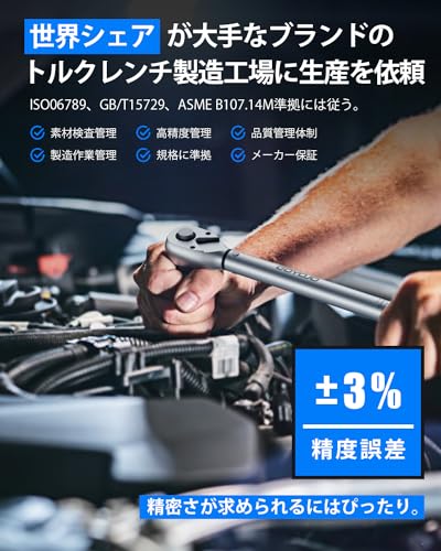 GOYOJO トルクレンチ プレセット型 16点セット 差込角(1/4インチ) 2-24N.m 両回転対応 トルク精度 ±3% 自動車用、自電車、オートバイ、機械の整備 作業工具 （ 2-24N.m 16点 ）